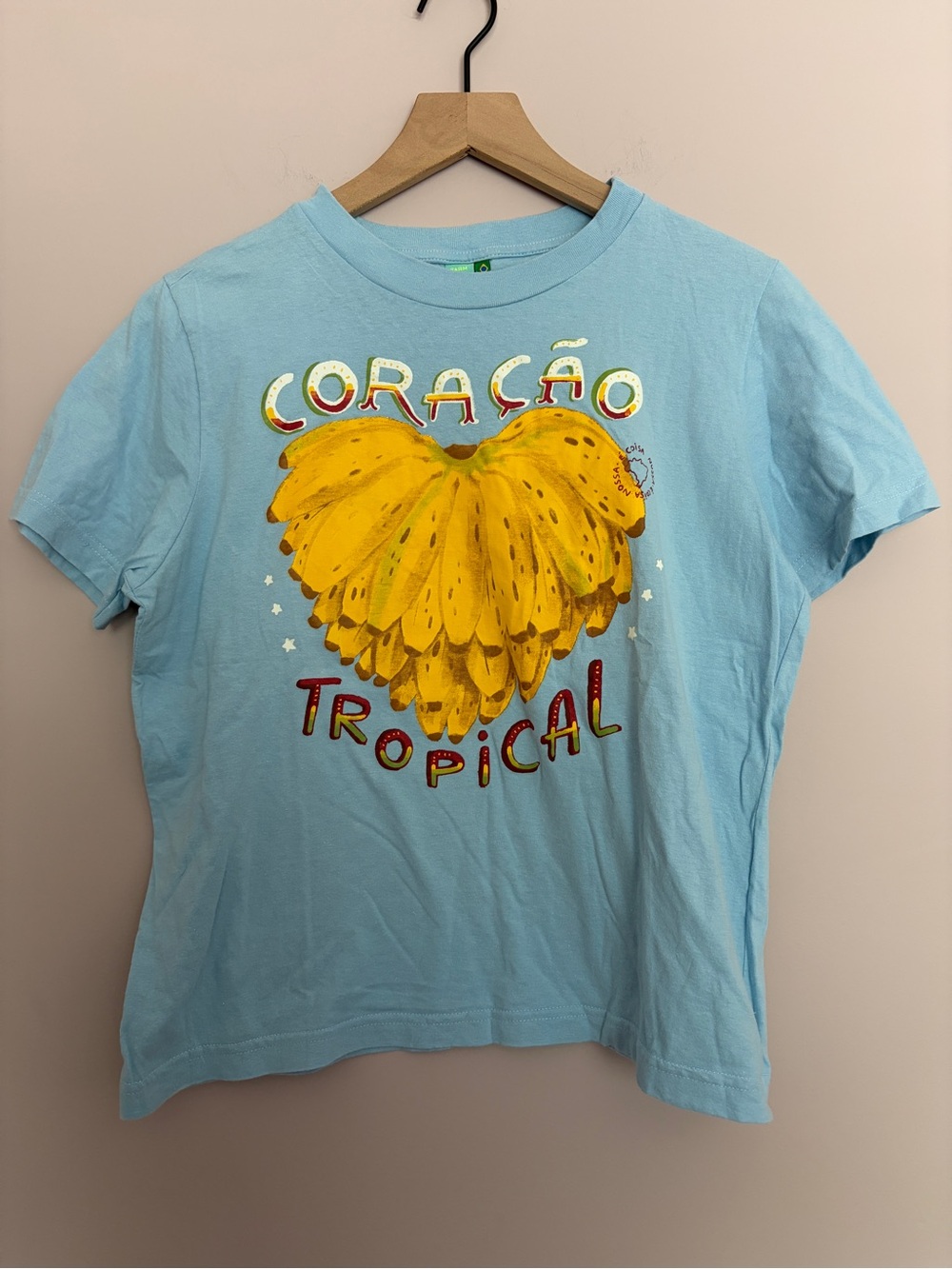 FARM Brasil Tropical Heart Blue T-Shirt Small - Picture 2 of 7